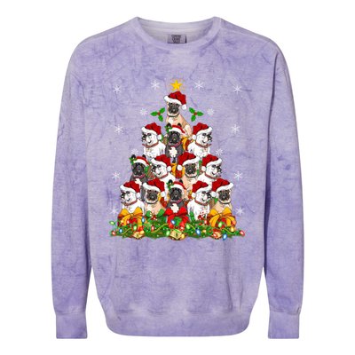 Lighting Xmas Santa French Bulldog Christmas Tree Gift Colorblast Crewneck Sweatshirt