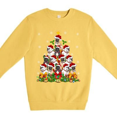 Lighting Xmas Santa French Bulldog Christmas Tree Gift Premium Crewneck Sweatshirt