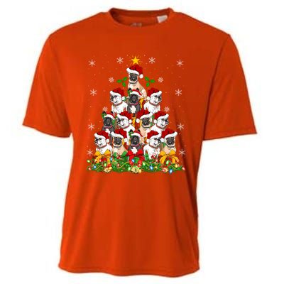 Lighting Xmas Santa French Bulldog Christmas Tree Gift Cooling Performance Crew T-Shirt