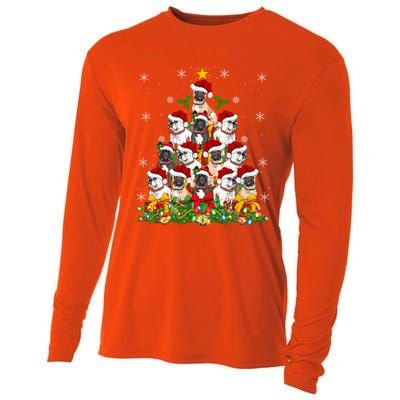 Lighting Xmas Santa French Bulldog Christmas Tree Gift Cooling Performance Long Sleeve Crew