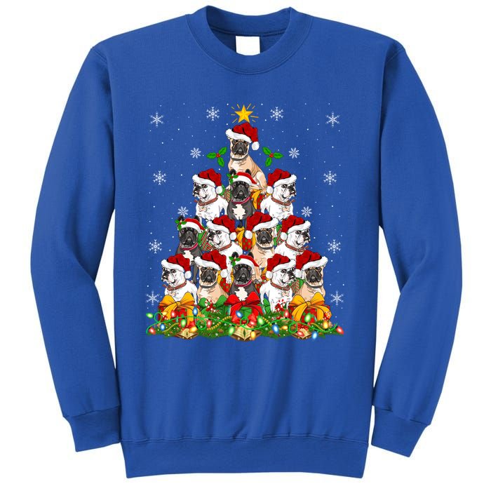 Lighting Xmas Santa French Bulldog Christmas Tree Gift Sweatshirt