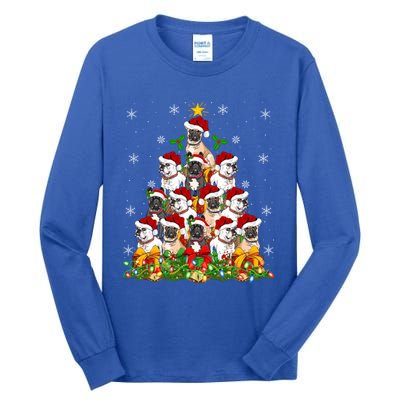 Lighting Xmas Santa French Bulldog Christmas Tree Gift Tall Long Sleeve T-Shirt