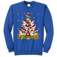 Lighting Xmas Santa French Bulldog Christmas Tree Gift Tall Sweatshirt