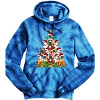 Lighting Xmas Santa French Bulldog Christmas Tree Gift Tie Dye Hoodie