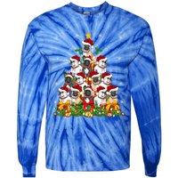 Lighting Xmas Santa French Bulldog Christmas Tree Gift Tie-Dye Long Sleeve Shirt