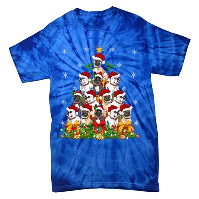 Lighting Xmas Santa French Bulldog Christmas Tree Gift Tie-Dye T-Shirt