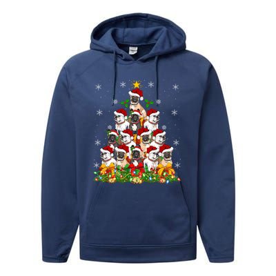 Lighting Xmas Santa French Bulldog Christmas Tree Gift Performance Fleece Hoodie