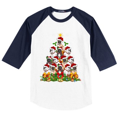 Lighting Xmas Santa French Bulldog Christmas Tree Gift Baseball Sleeve Shirt