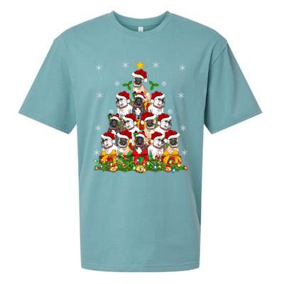 Lighting Xmas Santa French Bulldog Christmas Tree Gift Sueded Cloud Jersey T-Shirt