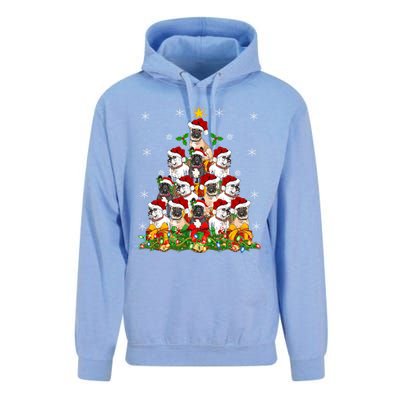 Lighting Xmas Santa French Bulldog Christmas Tree Gift Unisex Surf Hoodie