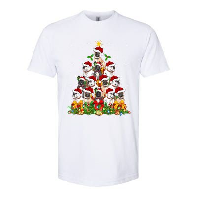 Lighting Xmas Santa French Bulldog Christmas Tree Gift Softstyle CVC T-Shirt