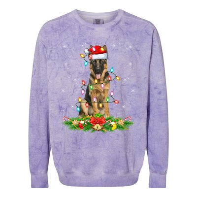 Lighting Xmas Santa Ger Shepherd Dog Christmas Gift Colorblast Crewneck Sweatshirt