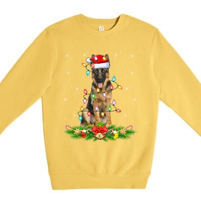 Lighting Xmas Santa Ger Shepherd Dog Christmas Gift Premium Crewneck Sweatshirt