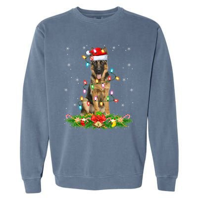 Lighting Xmas Santa Ger Shepherd Dog Christmas Gift Garment-Dyed Sweatshirt