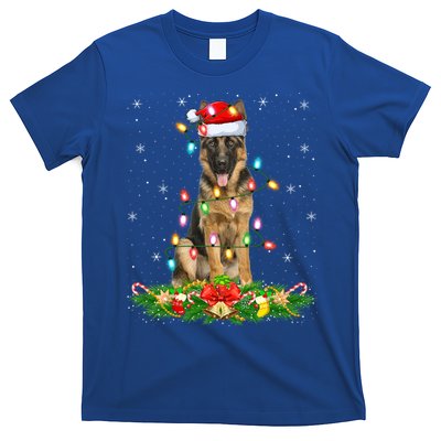 Lighting Xmas Santa Ger Shepherd Dog Christmas Gift T-Shirt