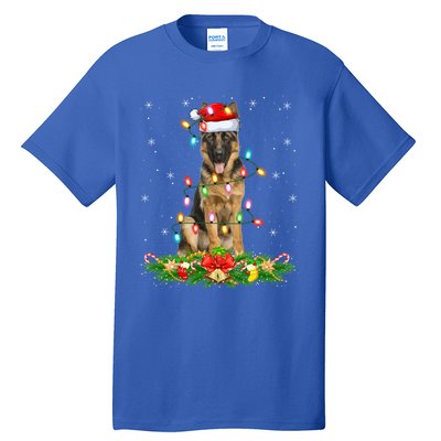 Lighting Xmas Santa Ger Shepherd Dog Christmas Gift Tall T-Shirt