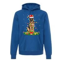 Lighting Xmas Santa Ger Shepherd Dog Christmas Gift Premium Hoodie