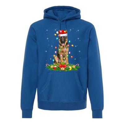 Lighting Xmas Santa Ger Shepherd Dog Christmas Gift Premium Hoodie