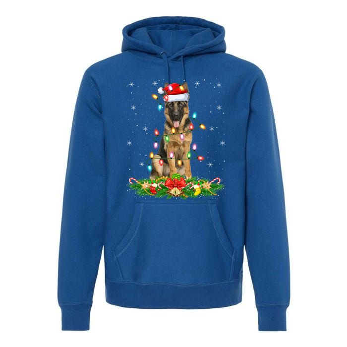 Lighting Xmas Santa Ger Shepherd Dog Christmas Gift Premium Hoodie