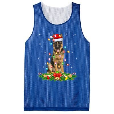 Lighting Xmas Santa Ger Shepherd Dog Christmas Gift Mesh Reversible Basketball Jersey Tank