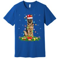 Lighting Xmas Santa Ger Shepherd Dog Christmas Gift Premium T-Shirt