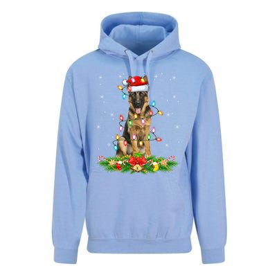 Lighting Xmas Santa Ger Shepherd Dog Christmas Gift Unisex Surf Hoodie