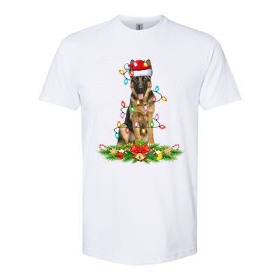 Lighting Xmas Santa Ger Shepherd Dog Christmas Gift Softstyle CVC T-Shirt