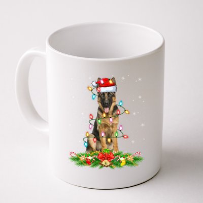 Lighting Xmas Santa Ger Shepherd Dog Christmas Gift Coffee Mug