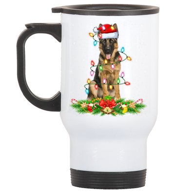 Lighting Xmas Santa Ger Shepherd Dog Christmas Gift Stainless Steel Travel Mug