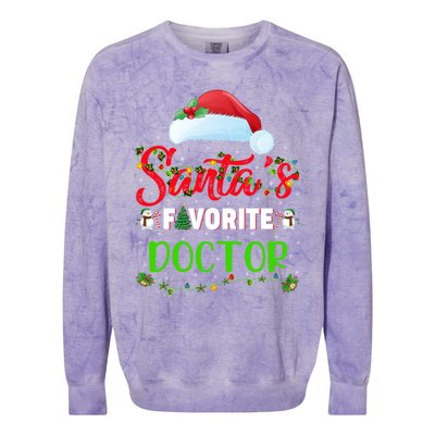 Lighting Xmas SantaS Favorite Doctor Christmas Gift Colorblast Crewneck Sweatshirt