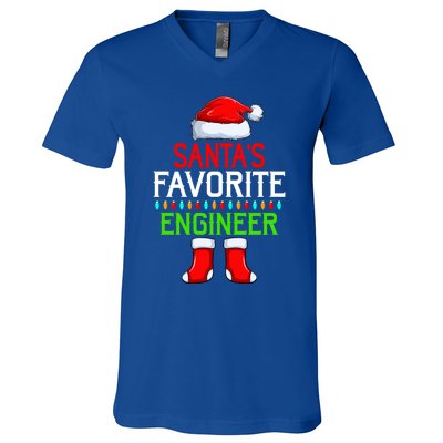 Lighting Xmas SantaS Favorites Engineer Christmas Gift V-Neck T-Shirt