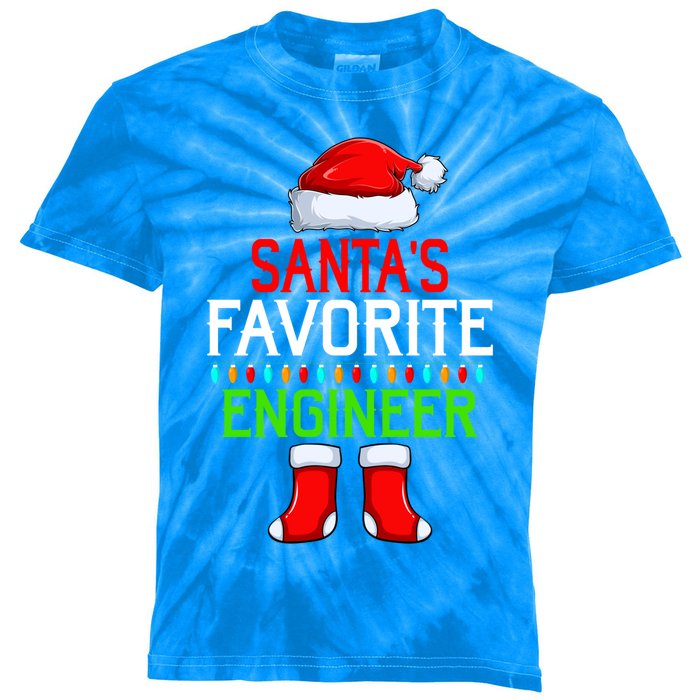 Lighting Xmas SantaS Favorites Engineer Christmas Gift Kids Tie-Dye T-Shirt