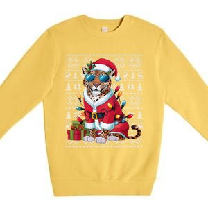 Leopard Xmas Style Ugly Santa Leopard Christmas Great Gift Premium Crewneck Sweatshirt