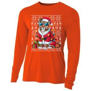 Leopard Xmas Style Ugly Santa Leopard Christmas Great Gift Cooling Performance Long Sleeve Crew