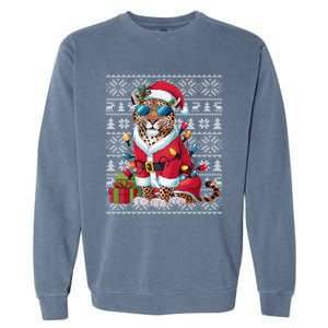 Leopard Xmas Style Ugly Santa Leopard Christmas Great Gift Garment-Dyed Sweatshirt