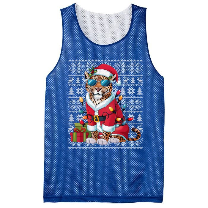 Leopard Xmas Style Ugly Santa Leopard Christmas Great Gift Mesh Reversible Basketball Jersey Tank