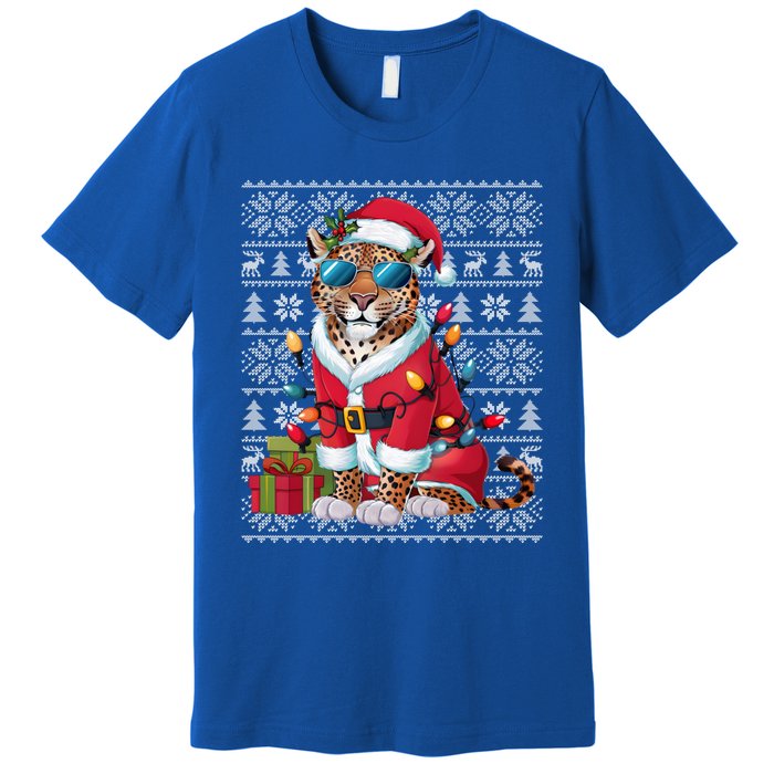 Leopard Xmas Style Ugly Santa Leopard Christmas Great Gift Premium T-Shirt