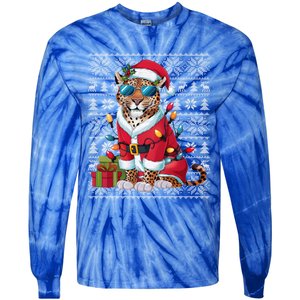 Leopard Xmas Style Ugly Santa Leopard Christmas Great Gift Tie-Dye Long Sleeve Shirt