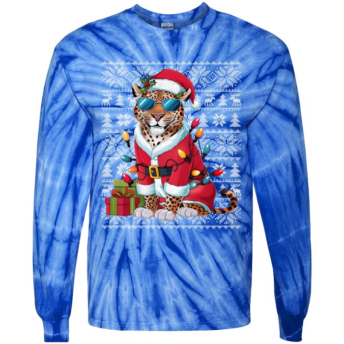 Leopard Xmas Style Ugly Santa Leopard Christmas Great Gift Tie-Dye Long Sleeve Shirt