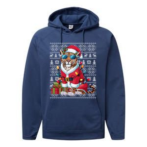 Leopard Xmas Style Ugly Santa Leopard Christmas Great Gift Performance Fleece Hoodie