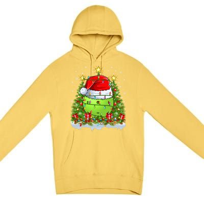 Lighting Xmas Tree Decoration Santa Pickleball Christmas Gift Premium Pullover Hoodie