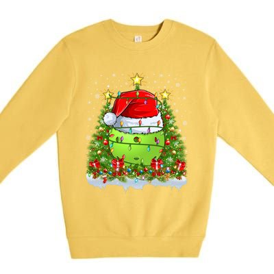 Lighting Xmas Tree Decoration Santa Pickleball Christmas Gift Premium Crewneck Sweatshirt