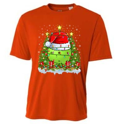 Lighting Xmas Tree Decoration Santa Pickleball Christmas Gift Cooling Performance Crew T-Shirt