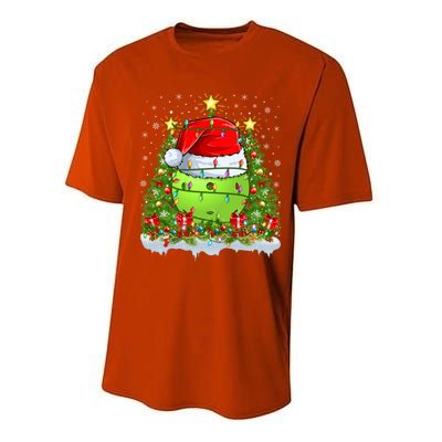 Lighting Xmas Tree Decoration Santa Pickleball Christmas Gift Performance Sprint T-Shirt