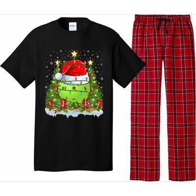 Lighting Xmas Tree Decoration Santa Pickleball Christmas Gift Pajama Set