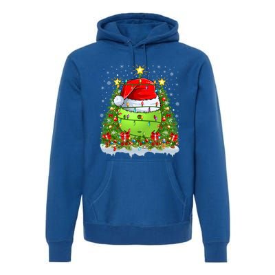 Lighting Xmas Tree Decoration Santa Pickleball Christmas Gift Premium Hoodie