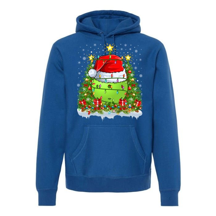 Lighting Xmas Tree Decoration Santa Pickleball Christmas Gift Premium Hoodie