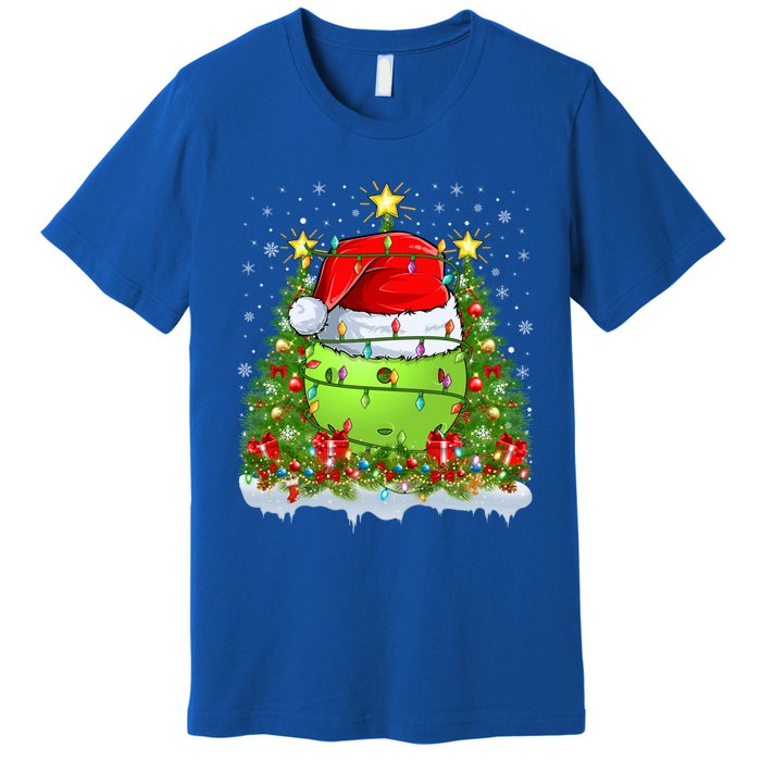 Lighting Xmas Tree Decoration Santa Pickleball Christmas Gift Premium T-Shirt