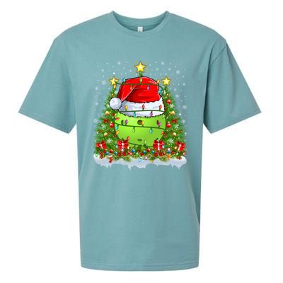 Lighting Xmas Tree Decoration Santa Pickleball Christmas Gift Sueded Cloud Jersey T-Shirt