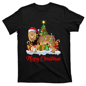 Lion Xmas Tree Lighting Santa Lion Christmas T-Shirt